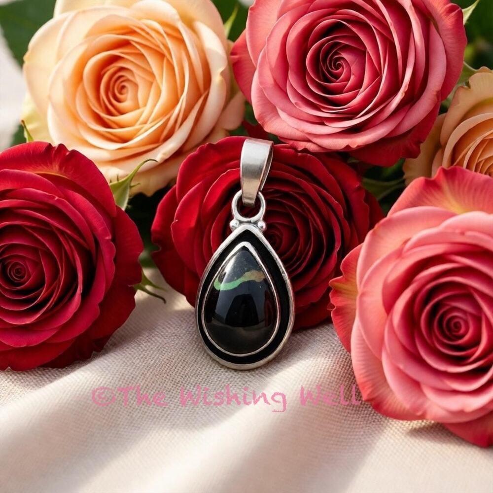 Black Jack Turquoise | Teardrop Pendant | Dainty | Rare 1” Long